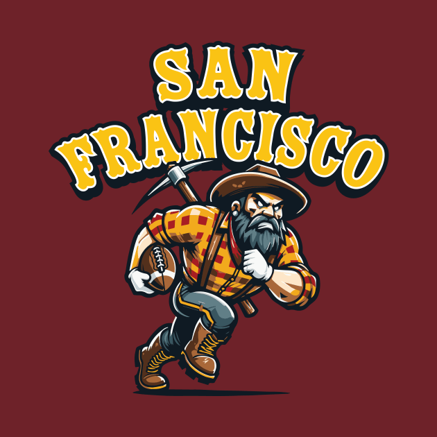 San Francisco Gold Digger Football Tee: Embrace California Spirit & Gridiron Passion - Perfect for Football Lovers by CC0hort