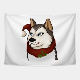 Cute Siberian Husky Drawing Tapestry