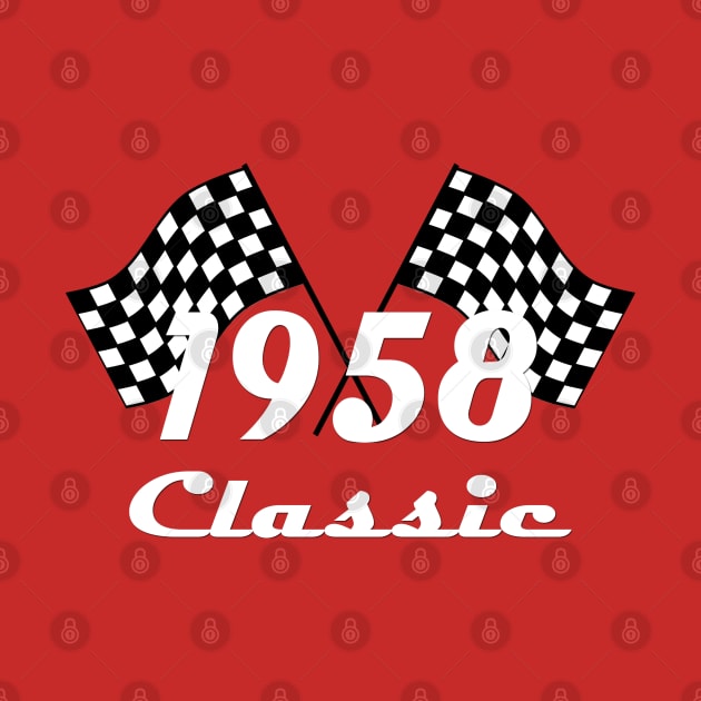 1958 Classic Checkered Race Flags Birthday Gift by TLSDesigns