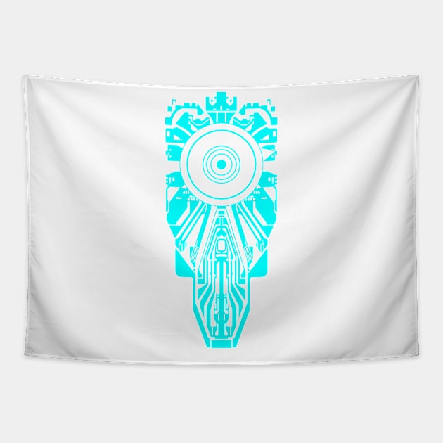Game Warrior Cyan Tapestry by Blade Runner Thoughts