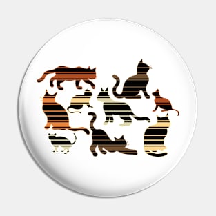 Striped Cats For Halloween , Optical Illusion Pin