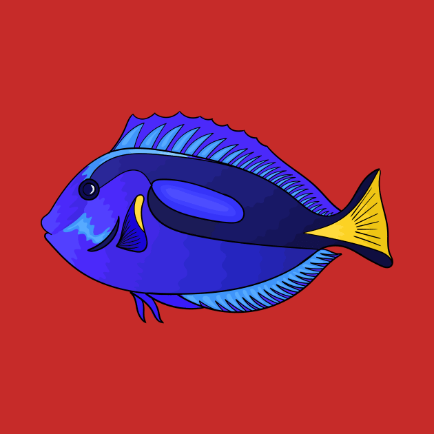 Blue tang fish cartoon illustration by Cartoons of fun