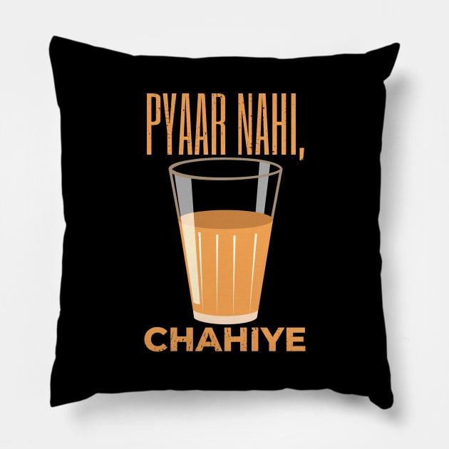 Funny Chai Hindi Quote Pillow by TheVintageChaosCo.