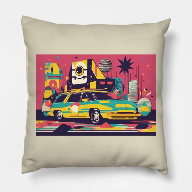 Muscle Car V2 Pillow by CurlyLamb