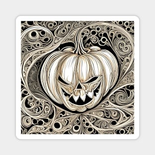 Curved Pattern Halloween Jack O Lantern Pumpkin Magnet