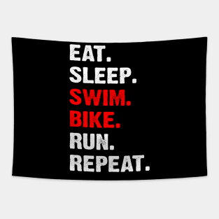 Eat Sleep Swim Bike Run Repeat Tapestry