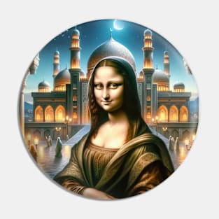 Mona Lisa's Ramadan Reflection: Cultural Fusion Pin