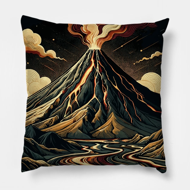 Volcanic Majesty: Swirling Lava Graphic Art Pillow by AmandaOlsenDesigns