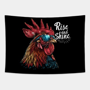 Rise and Shine - Rooster (with White Lettering) Tapestry