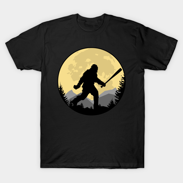 Bigfoot Baseball Funny Sasquatch with a Bat - Bigfoot Baseball - T-Shirt