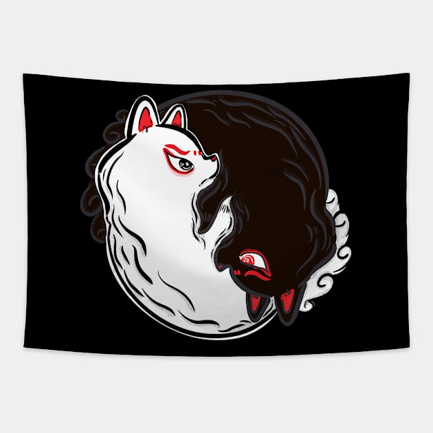 YinYang Kitsune Tapestry by Fluffymafi