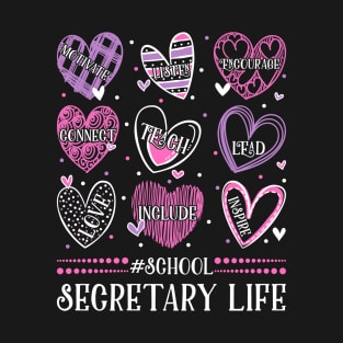 School Secretary Hearts Valentine Valentines Day T-Shirt