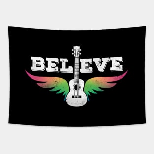 Believe Colorful Ukulele Wings Ukulele Tapestry