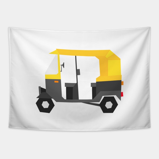 Indian auto rickshaw illustration Tapestry by Rohan Dahotre