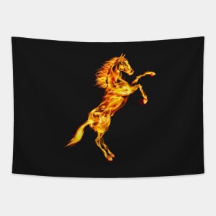 Flaming Orange Fire Horse Tapestry