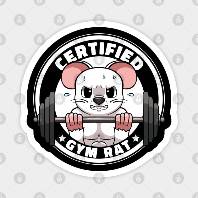 Certified Gym Rat Gym Workout Gym Humor WeightLifting Gym Magnet by MerchBeastStudio