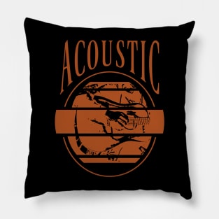 Acoustic guitar, brown circle emblem Pillow