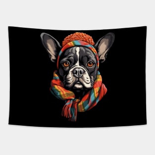 Winter Bulldog Tapestry