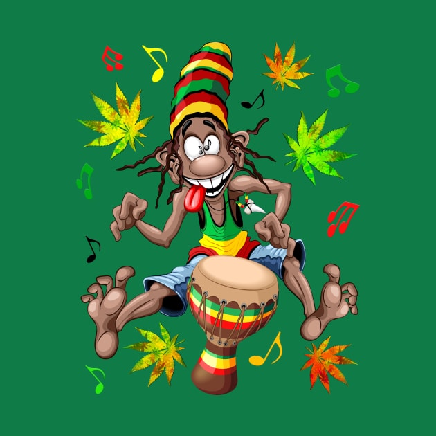 Rasta Bongo Musician funny cool cartoon character by BluedarkArt