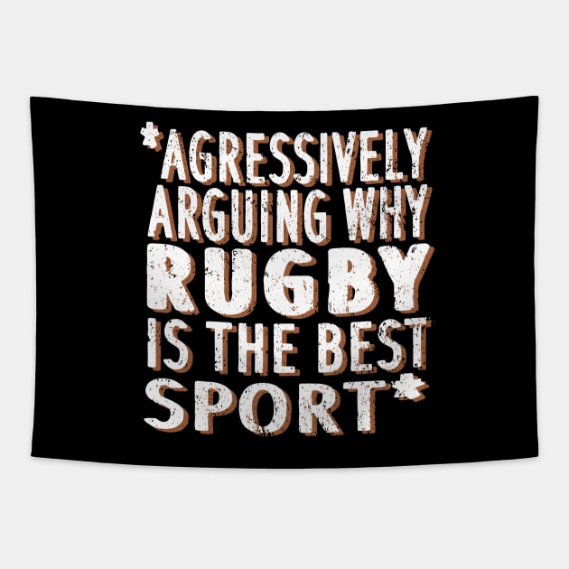 Rugby equipment saying Fan Hakler Striker Team Tapestry by FindYourFavouriteDesign