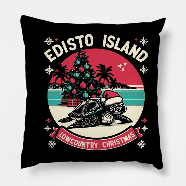 Edisto Island Lowcountry Christmas Loggerhead Pillow by SubtleSplit