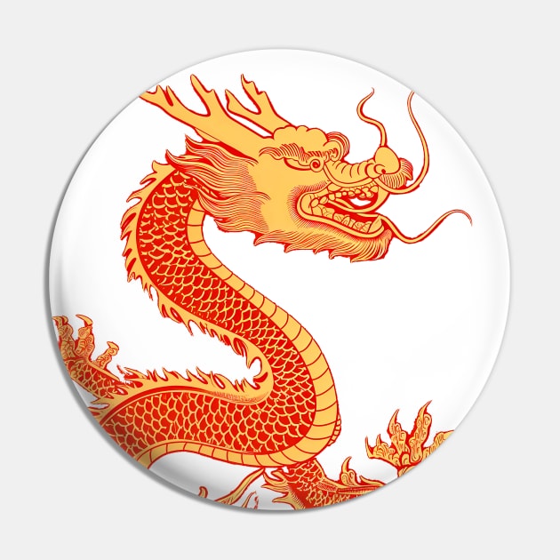 Chinese Golden Dragon on a Lucky Red Background: Chinese New Year, Year of the Dragon on a light (Knocked Out) background Pin by Puff Sumo