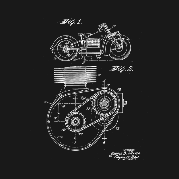 Motorcycle Shaft Drive Vintage Patent Drawing by TheYoungDesigns