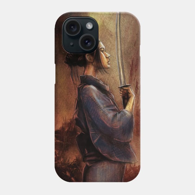 samurai girl sketch Phone Case by Artofokan