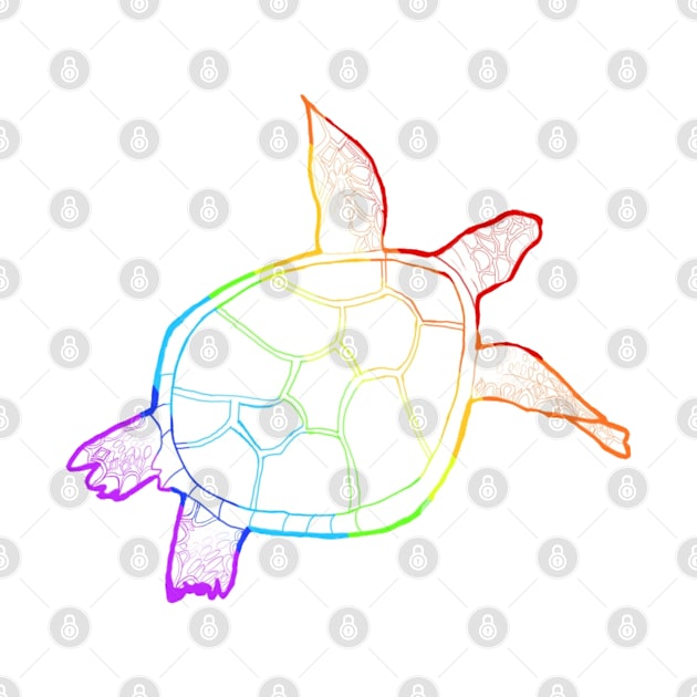 Swimming rainbow pride turtle by Annalisseart24