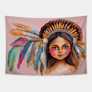 feather headdress girl Tapestry