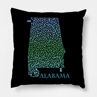 Alabama State Outline Coastal Themed Maze & Labyrinth Pillow