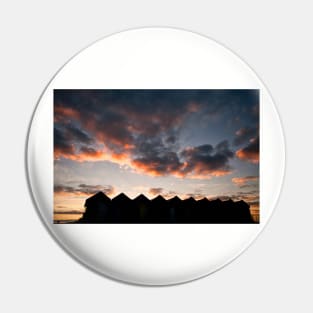 Silhouetted Beach Huts at Blyth (2) Pin