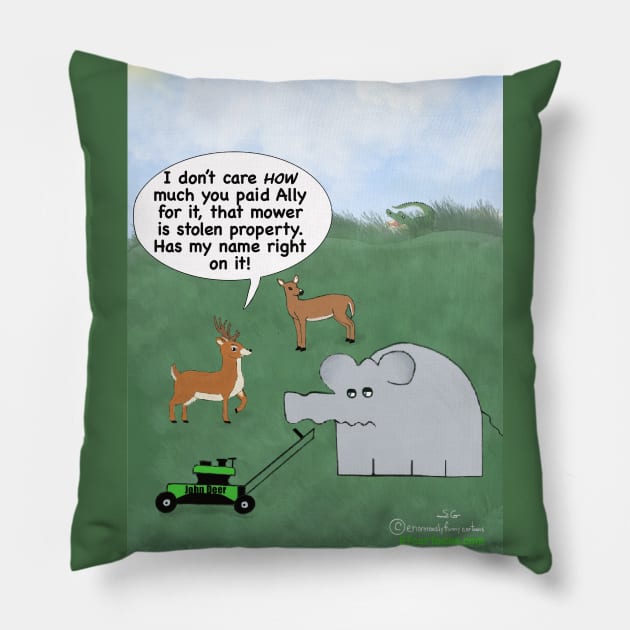 Enormously Funny Cartoons Deer not Deere Pillow by Enormously Funny Cartoons