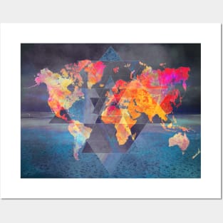 Pixel World Map Wall Art, Canvas Prints, Framed Prints, Wall Peels