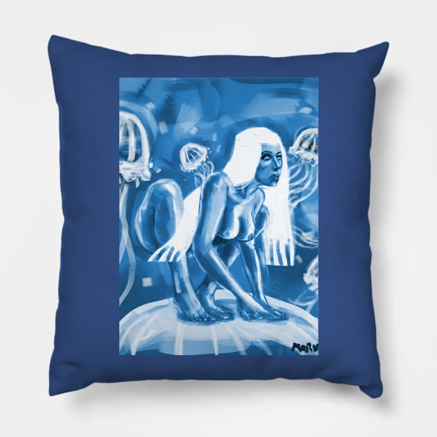 Riding the jellyfish Pillow by Marino_Resta