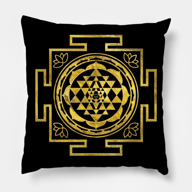 Golden Sri Yantra  / Sri Chakra Pillow by Nartissima