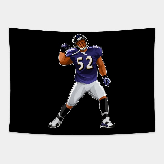 Ray Lewis #52 Punch in the Air Tapestry by GuardWall17