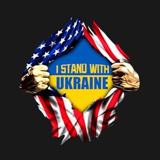 I Stand With Ukraine, USA Supports Ukraine Blue And Yellow T-Shirt