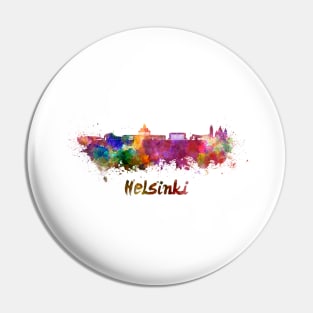 Helsinki skyline in watercolor Pin