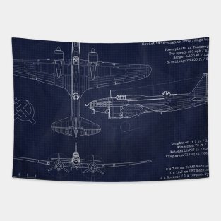 Ilyushin IL Bob Blueprint Tapestry