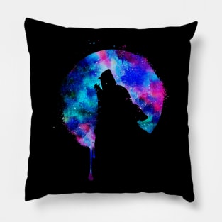 Howling Wolf Moon Space Galaxy Drips Hipster Trend Gift Pillow