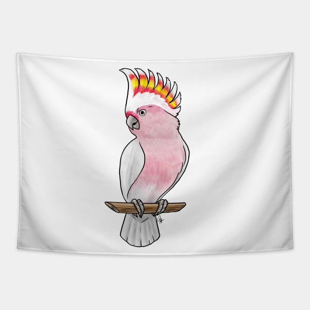 Bird - Pink Cockatoo - Crest Up Tapestry by Jen's Dogs Custom Gifts and Designs