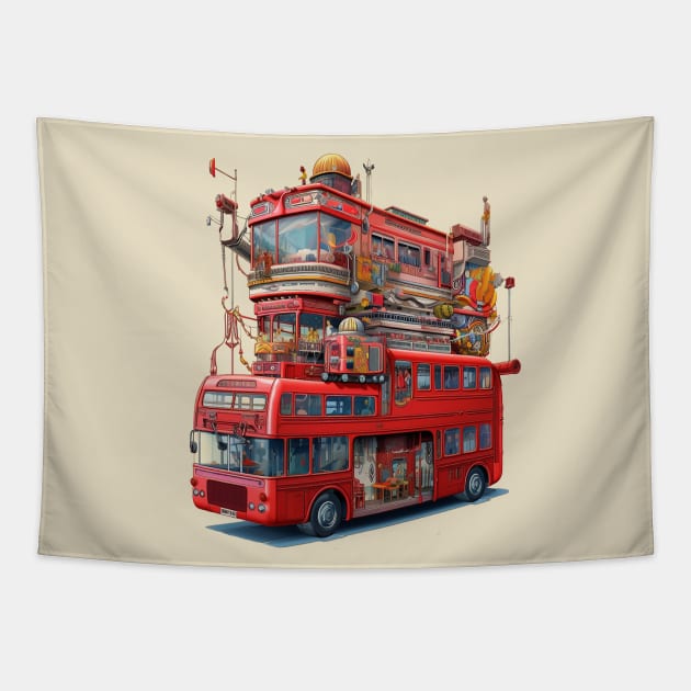 Psychedelic London Bus Tapestry by DavidLoblaw