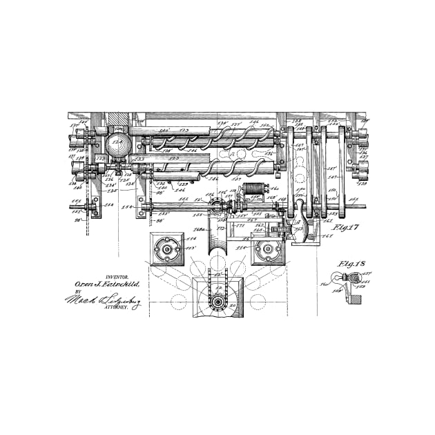 Automatic Bowling Mechanism Vintage Patent Hand Drawing by TheYoungDesigns