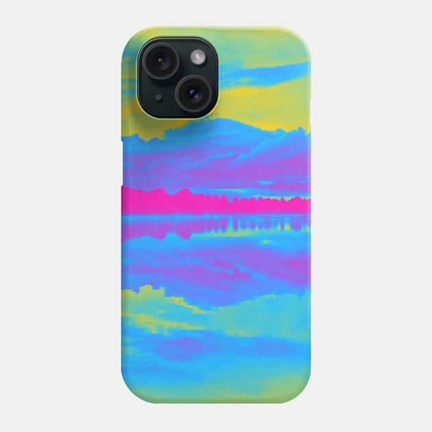 Pan Pride Sunset and Clouds over a Lake Landscape Phone Case by VernenInk