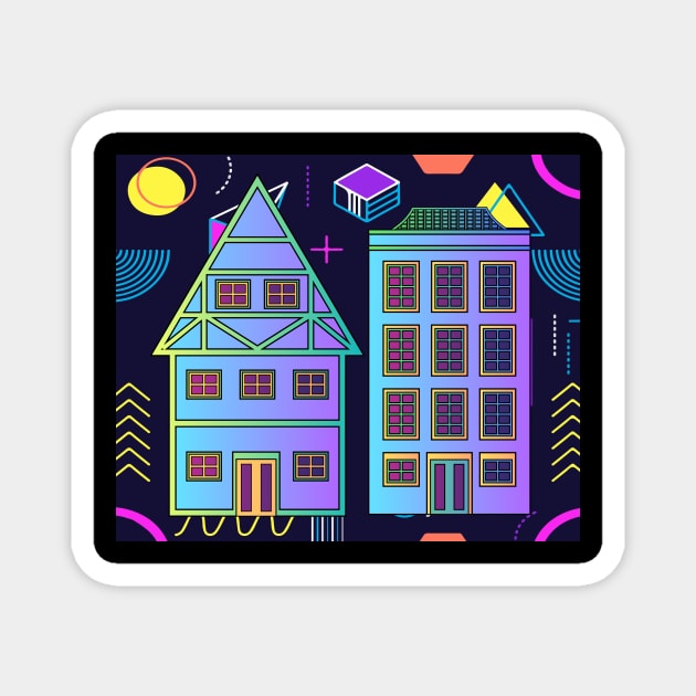 Illustration Dream House Villa Color Effects Magnet by flofin