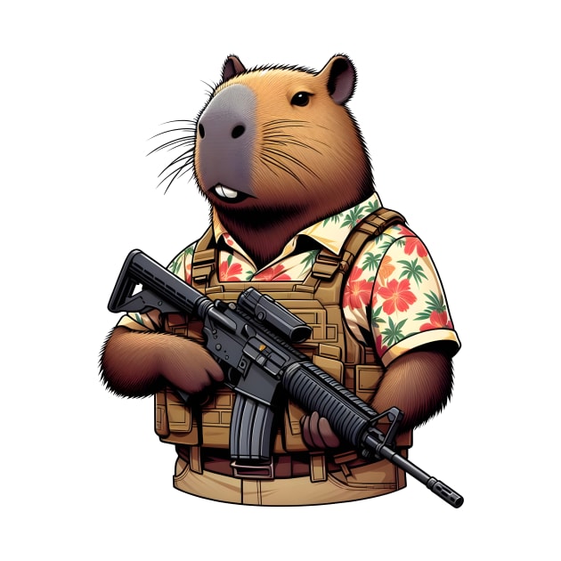 tactical capybara by Rawlifegraphic