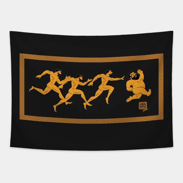 Greek Chasers Gonna Chase! Tapestry by BEarMUSEMENT