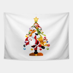 Santa and Friends Funny Transparent Christmas Tree Tapestry