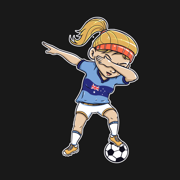 Dabbing Soccer Player Funny Australia Fan T-Shirt girl by Pummli